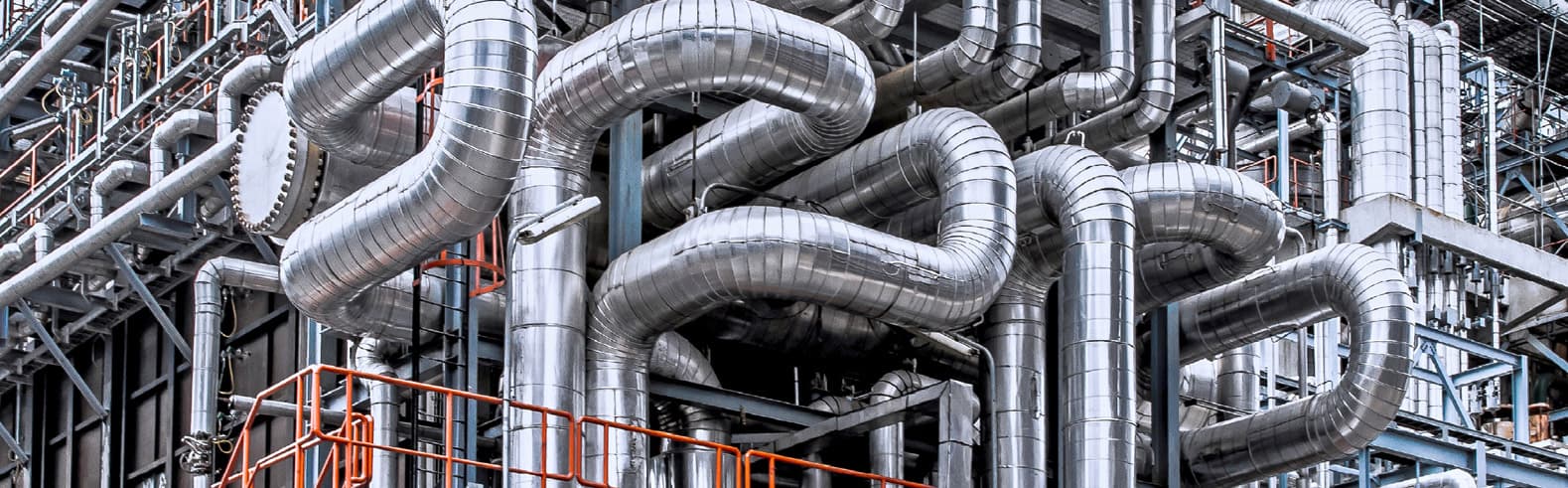 Industrial pipes wrapped in thermal insulation